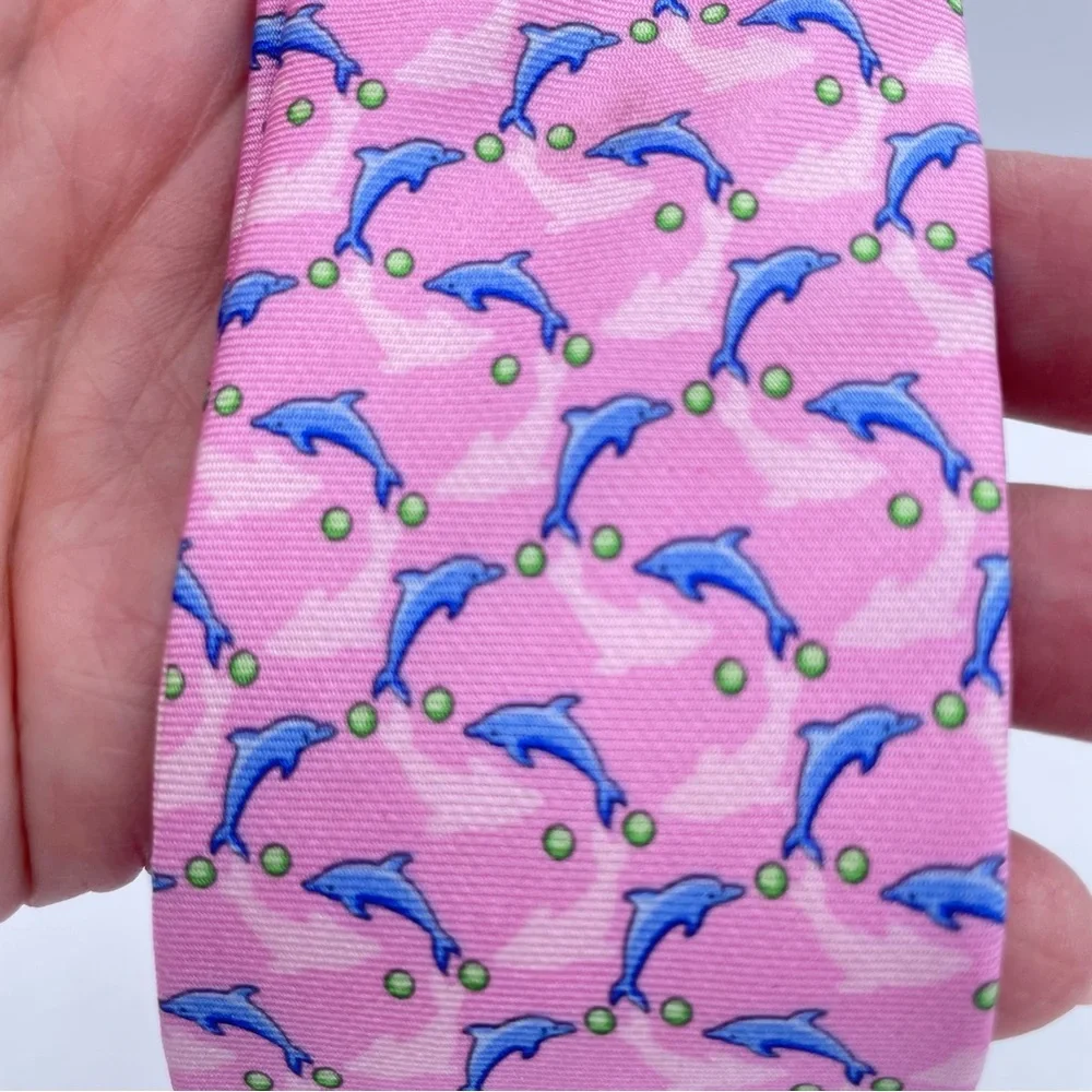 Brooks Brothers Boys Silk Dolphin Tie OS Pink/Blue